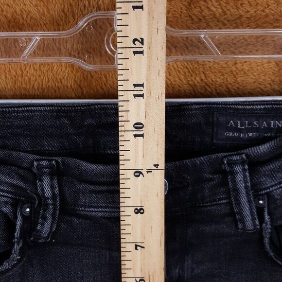 ALL SAINTS Womens Jeans Size 27 Charcoal Wash Skinny GRACE Ankle Fray Distressed - Picture 7 of 11